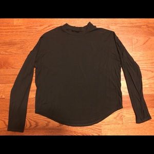 Dark Gray, High Neck, Long Sleeve Blouse